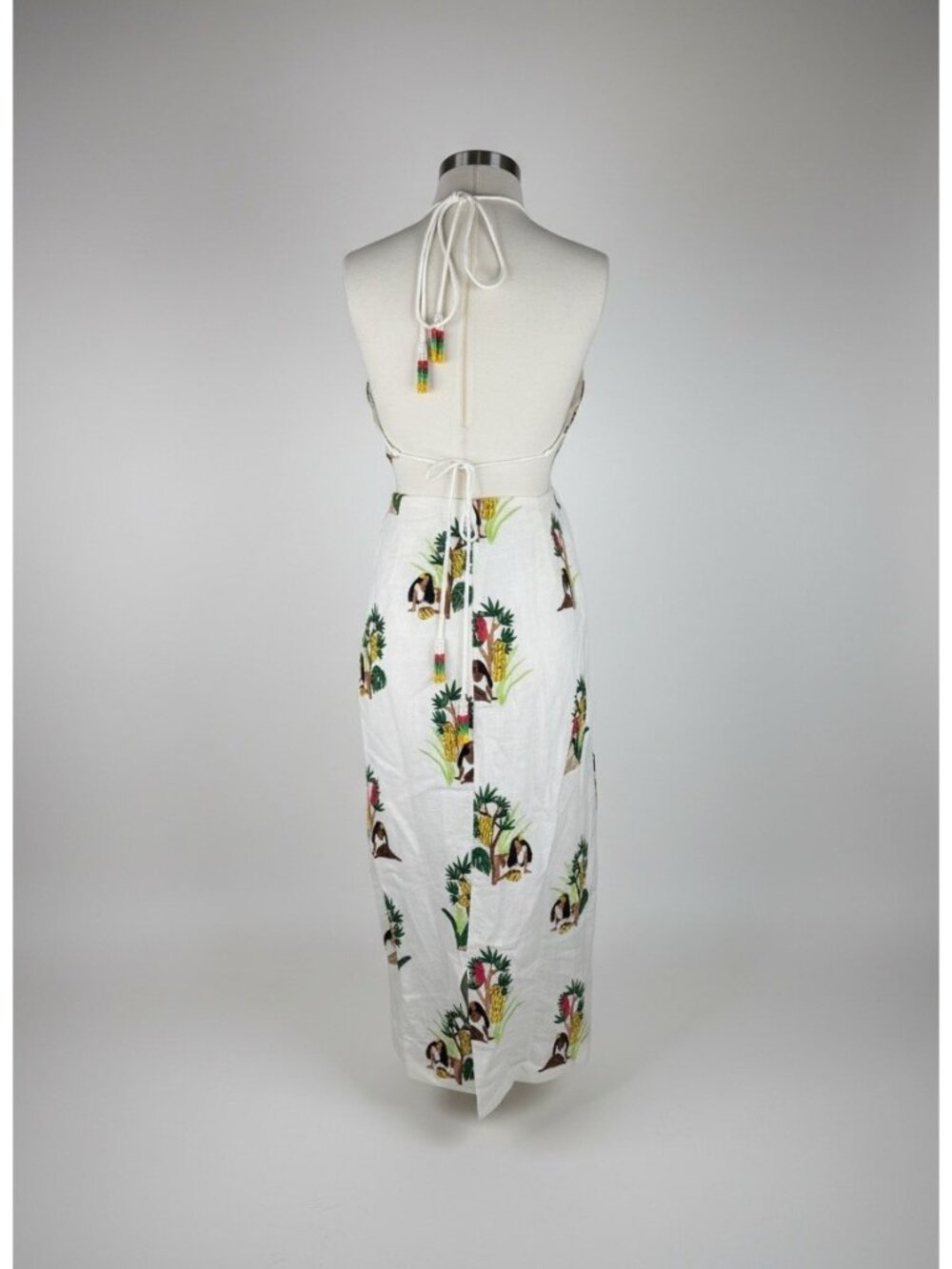Farm Rio Bahia Girls Embroidered Tropical Midi Dress Size S NWT Linen Bananas - Picture 3 of 12